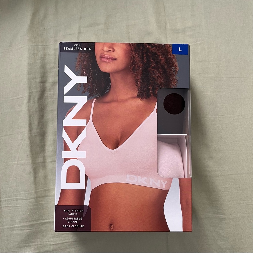 DKNY Women's Seamless Bra - Large Pink & Black